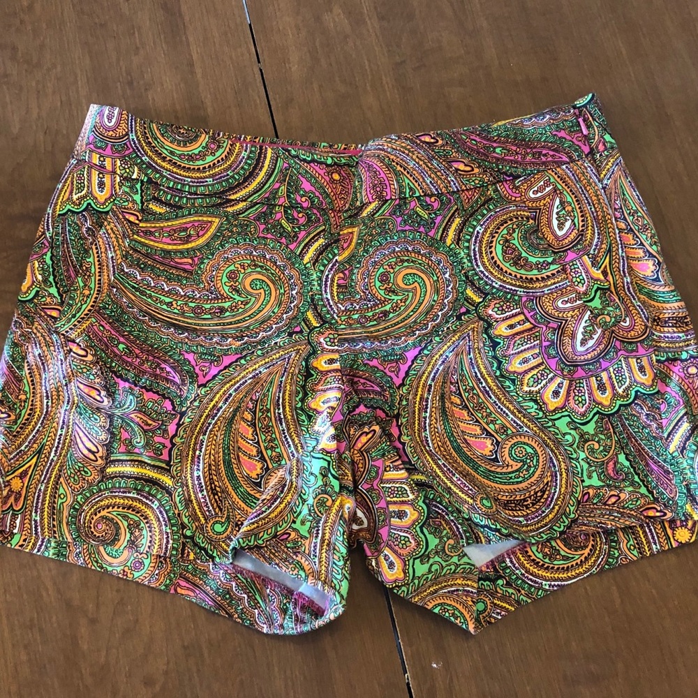 J. Crew Athletic Shorts Pink and Green Paisley